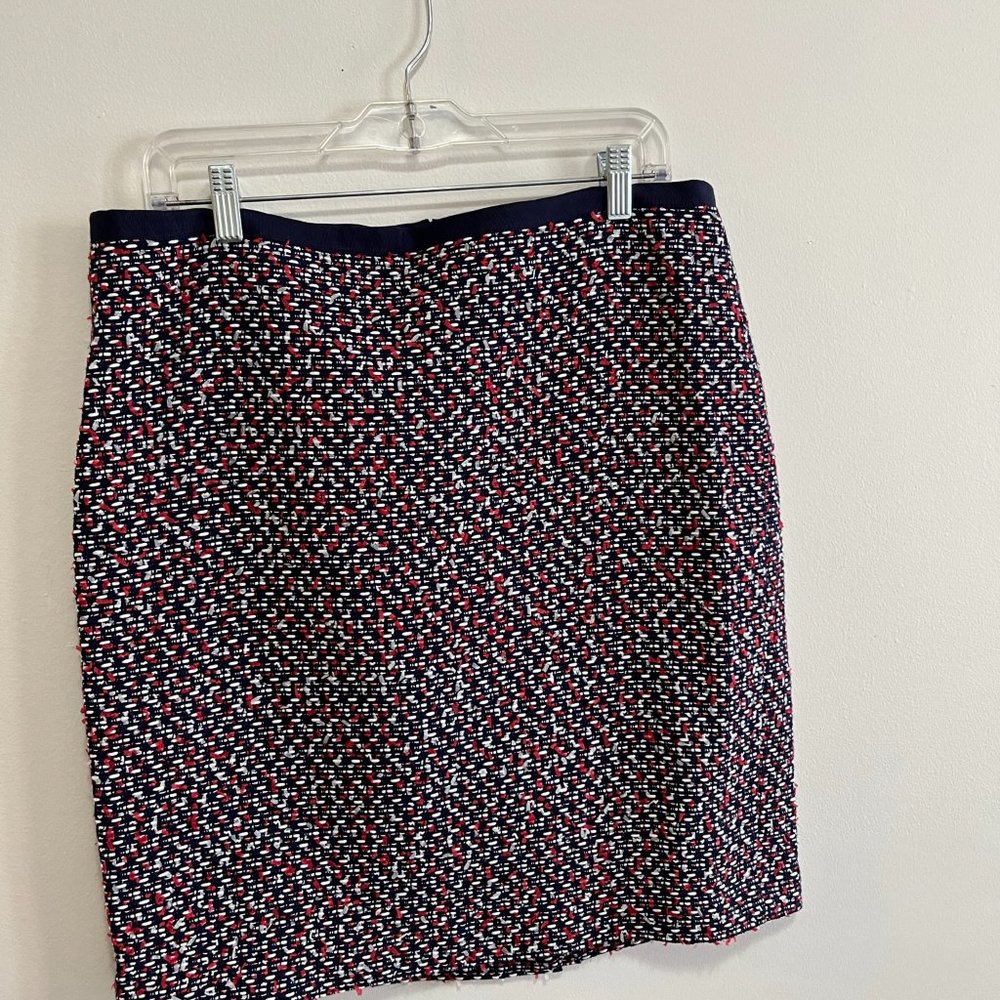 NWOT Talbots Red White & Blue  Tweed Skirt Size 14P
